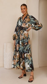 Carmal Long Sleeve Maxi Dress - Donatella Noir