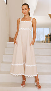 Raelynn Mid Dress - Beige/White