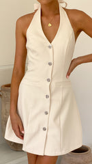 Maia Halter Neck Mini Dress - Cream