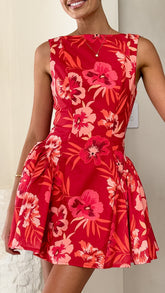 Canika Mini Dress - Red Floral