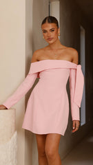 Halen Long Sleeve Mini Dress - Pink