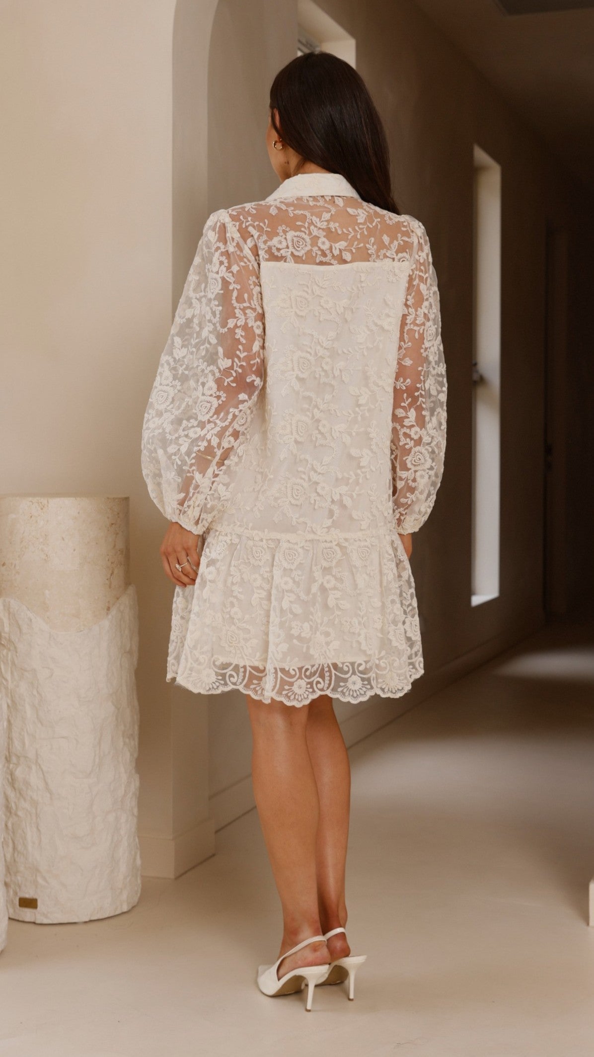 Acacia Lace Mini Dress - White