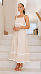 Raelynn Mid Dress - Beige/White