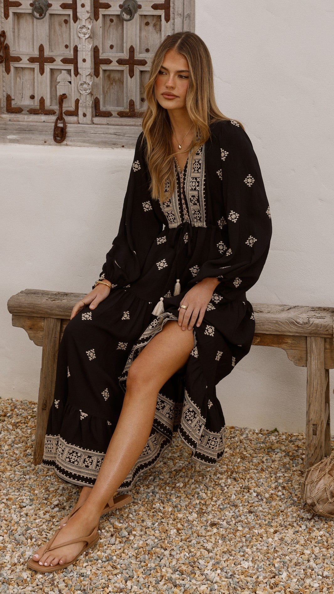 Ellarose Maxi Dress - Black/Beige