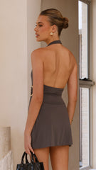 Brigitte Halter Mini Dress - Charcoal