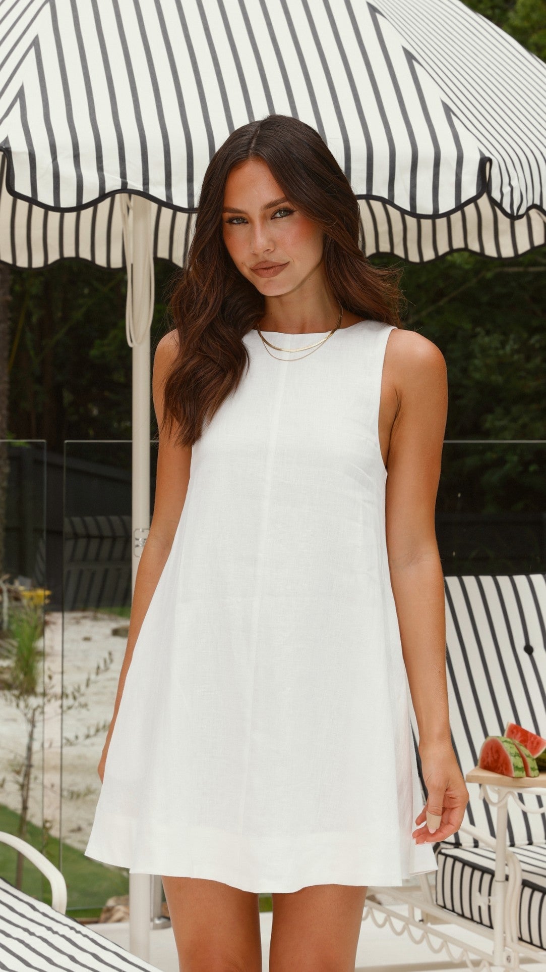 Nemi Linen Dress - White - Nude Lucy