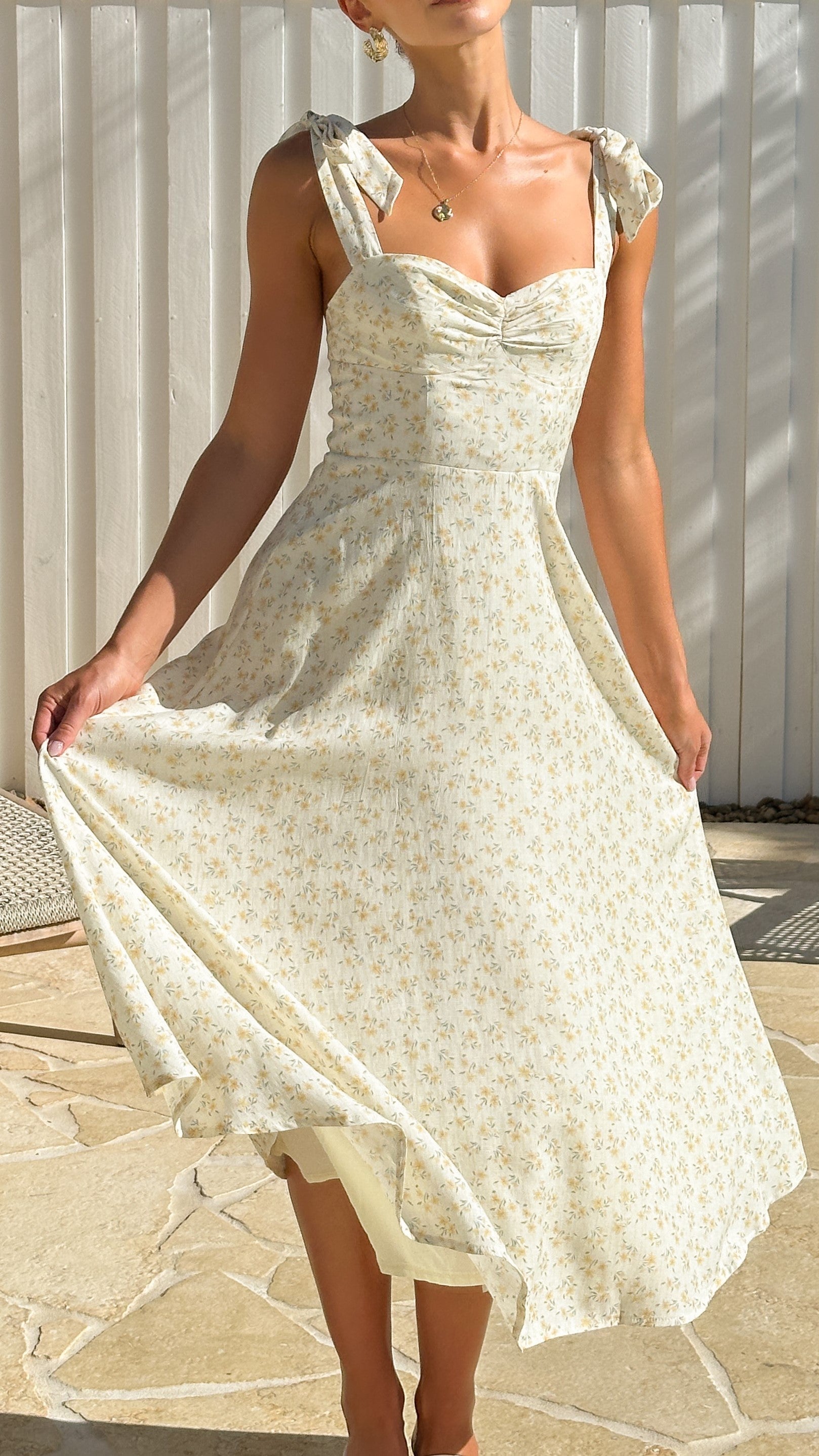 Blakely Midi Dress - Lemon Floral