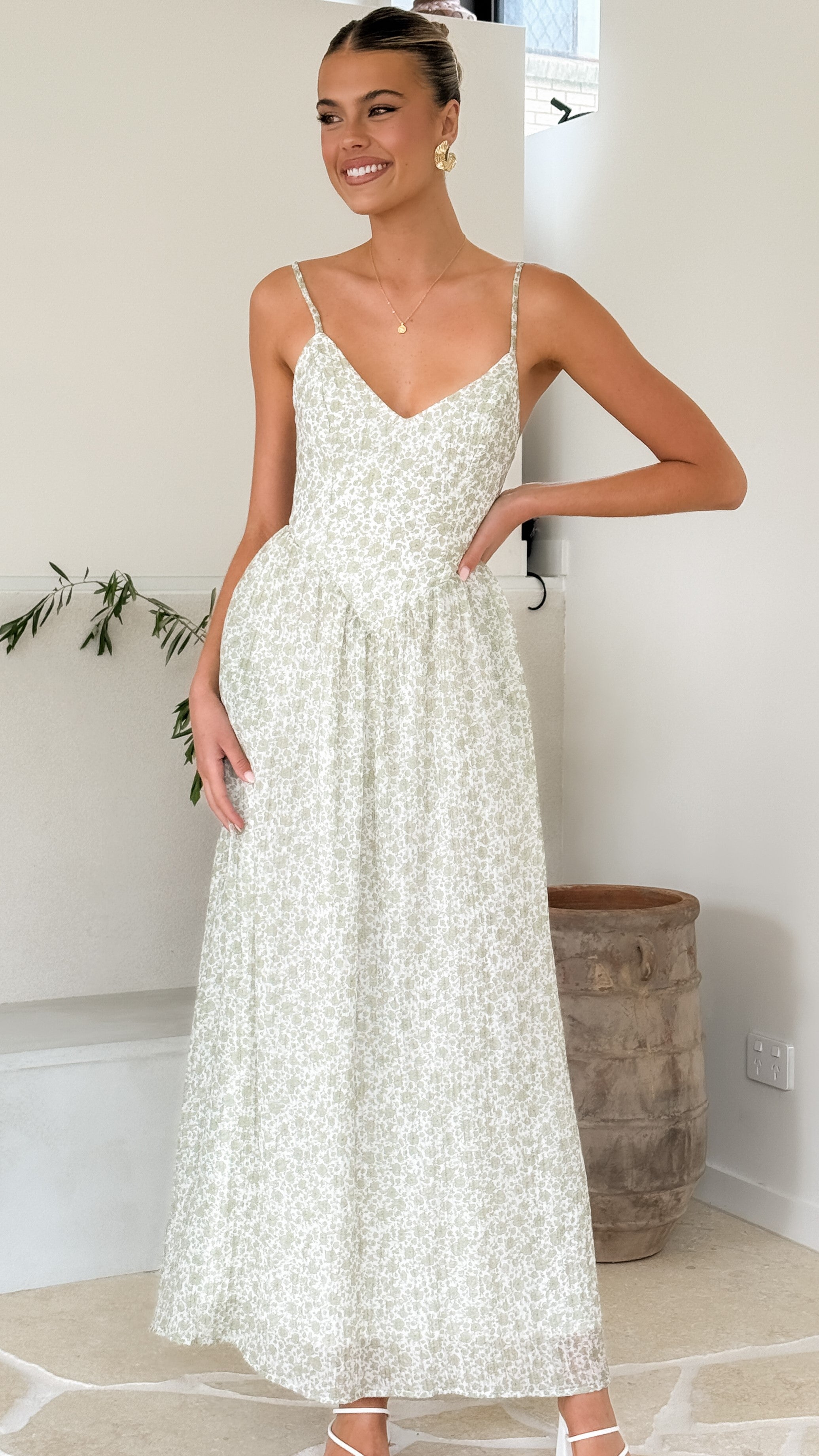 Azura Maxi Dress - Green Floral